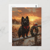 Schipperke Dog Rustic Winter Sunset Postkarte (Vorne/Hinten)