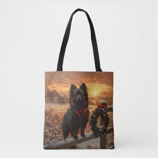 Schipperke Dog Rustic Winter Sunset Tasche (Vorderseite)