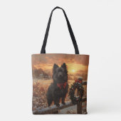 Schipperke Dog Rustic Winter Sunset Tasche (Rückseite)