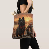 Schipperke Dog Rustic Winter Sunset Tasche (Von Nahem)