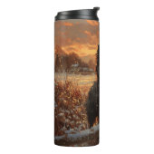 Schipperke Dog Rustic Winter Sunset Thermosbecher (Nach links gedreht)