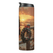 Schipperke Dog Rustic Winter Sunset Thermosbecher (Nach rechts gedreht)