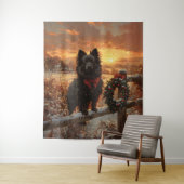 Schipperke Dog Rustic Winter Sunset Wandteppich (Beispiel)