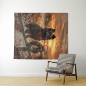 Schipperke Dog Rustic Winter Sunset Wandteppich (Beispiel (Horizontal))