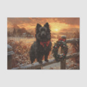 Schipperke Dog Rustikaler Winter Decoupage Seidenpapier (Vorderseite)