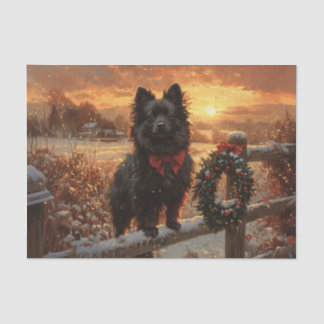 Schipperke Dog Rustikaler Winter Decoupage Seidenpapier
