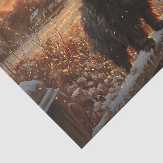 Schipperke Dog Rustikaler Winter Decoupage Seidenpapier (Ausschnitt)