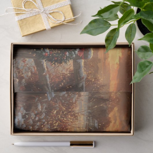 Schipperke Dog Rustikaler Winter Decoupage Seidenpapier (Geschenk)