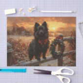 Schipperke Dog Rustikaler Winter Decoupage Seidenpapier (Handwerk)