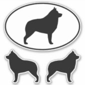 Schipperke Dog Silhouetten Vinyl Sticker Set (Vorderseite)