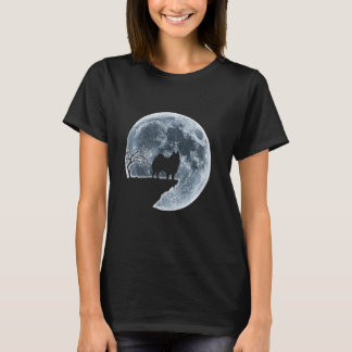 Schipperke Halloween Kostümmond-Silhouette T-Shirt