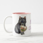 Schipperke-Herz-Mama Zweifarbige Tasse (Links)