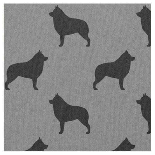 Schipperke-Hunderasse Silhouetten gemustert Stoff (Nahaufnahme)