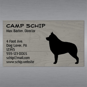Schipperke-HundeSilhouette-Imitat-Holz-Korn Magnetische Visitenkarte