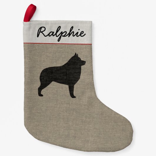 Schipperke-HundeSilhouette-personalisierter Kleiner Weihnachtsstrumpf (Vorderseite)