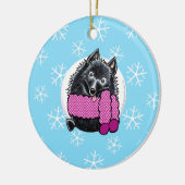 Schipperke Lass es schneien Keramikornament (Links)
