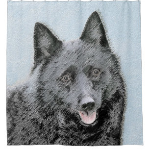 Schipperke Malerei - Niedliche Hundekunst Duschvorhang