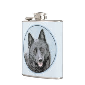 Schipperke Malerei - Niedliche Original Dog Art Flachmann (Links)