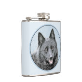 Schipperke Malerei - Niedliche Original Dog Art Flachmann (Rechts)