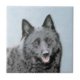 Schipperke Malerei - Niedliche Original Dog Art Fliese