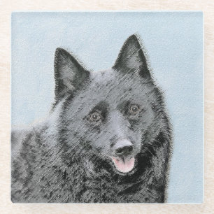 Schipperke Malerei - Niedliche Original Dog Art Glasuntersetzer