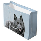 Schipperke Malerei - Niedliche Original Dog Art Große Geschenktüte (Vorderseite Schrägansicht)