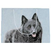 Schipperke Malerei - Niedliche Original Dog Art Große Geschenktüte (Rückseite)