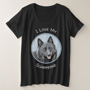 Schipperke Malerei - Niedliche Original Dog Art Große Größe T-Shirt