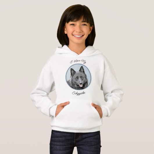 Schipperke Malerei - Niedliche Original Dog Art Hoodie (Vorne ganz)