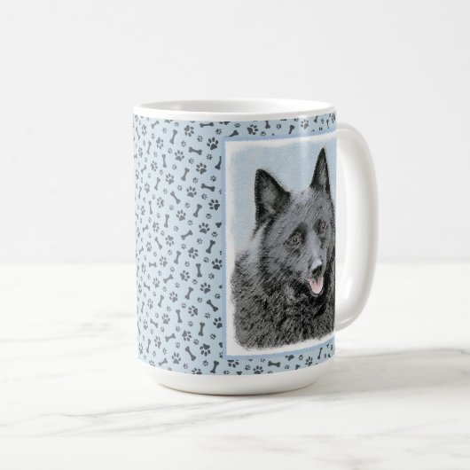 Schipperke Malerei - Niedliche Original Dog Art Kaffeetasse (VorderseiteRechts)