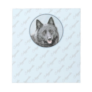 Schipperke Malerei - Niedliche Original Dog Art Notizblock