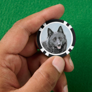 Schipperke Malerei - Niedliche Original Dog Art Pokerchips