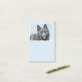 Schipperke Malerei - Niedliche Original Dog Art Post-it Klebezettel (Auf Schreibtisch)