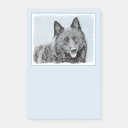 Schipperke Malerei - Niedliche Original Dog Art Post-it Klebezettel (Vorderseite)