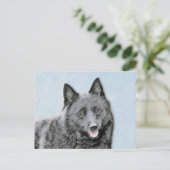 Schipperke Malerei - Niedliche Original Dog Art Postkarte (Stehend Vorderseite)