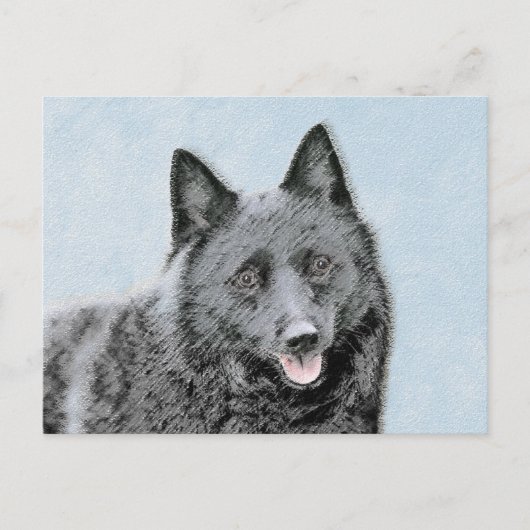 Schipperke Malerei - Niedliche Original Dog Art Postkarte (Vorderseite)