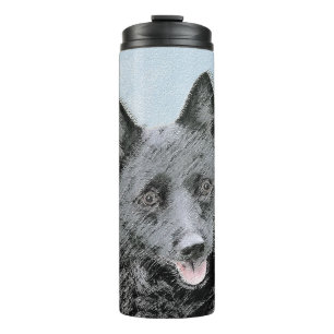 Schipperke Malerei - Niedliche Original Dog Art Thermosbecher
