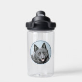 Schipperke Malerei - Niedliche Original Dog Art Trinkflasche (Rückseite)