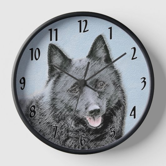 Schipperke Malerei - Niedliche Original Dog Art Uhr (Vorderseite)