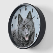 Schipperke Malerei - Niedliche Original Dog Art Uhr (Winkel)