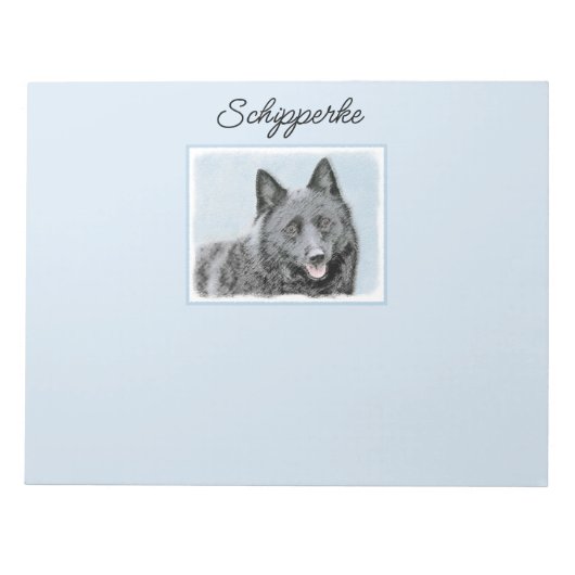 Schipperke-Malerei - Niedlicher Original Hundekuns Notizblock (Vorderseite)