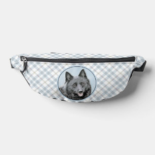Schipperke Malerei Schwarz Süß Original Hunde Kuns Bauchtasche