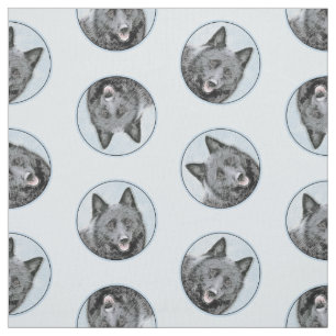 Schipperke Malerei Schwarzer Niedlicher Hund Kunst Stoff