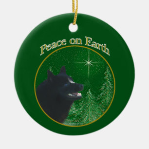 Schipperke Peace Keramik Ornament