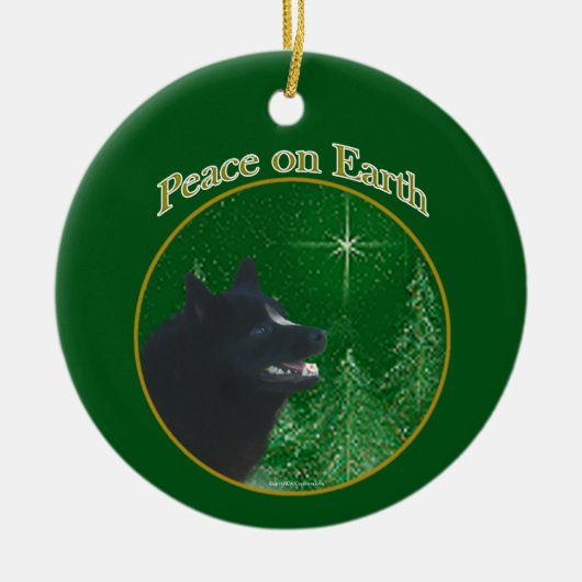 Schipperke Peace Keramik Ornament (Vorne)
