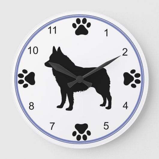 Schipperke Silhouette Große Wanduhr (Vorderseite)