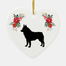 Schipperke-Silhouette mit Name Poinsettia