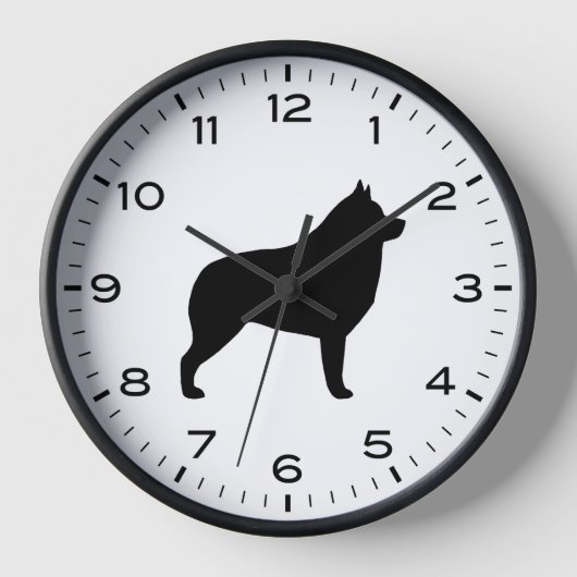 Schipperke Silhouette mit Nummern und Minuten Uhr (Vorderseite)