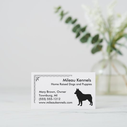 Schipperke Silhouette Visitenkarte (Stehend Vorderseite)