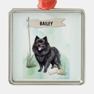 Schipperke Wasserfarbe Personalisierter Hund Ornament Aus Metall